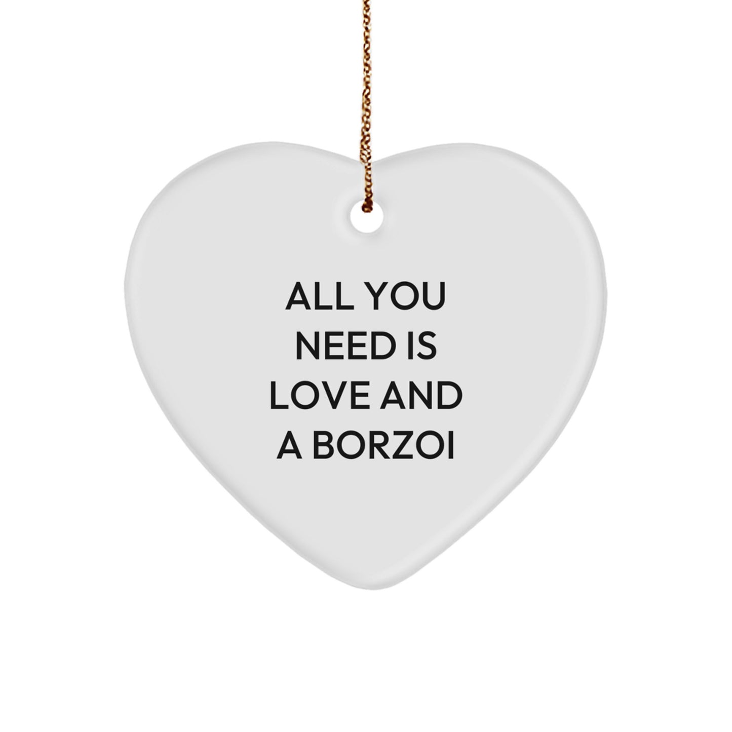 Borzoi Dog Gifts, Heart Ornament, Love and Borzoi, Christmas Unique Presents from Friends, Gifts for Borzoi Dog Owners - Image 1
