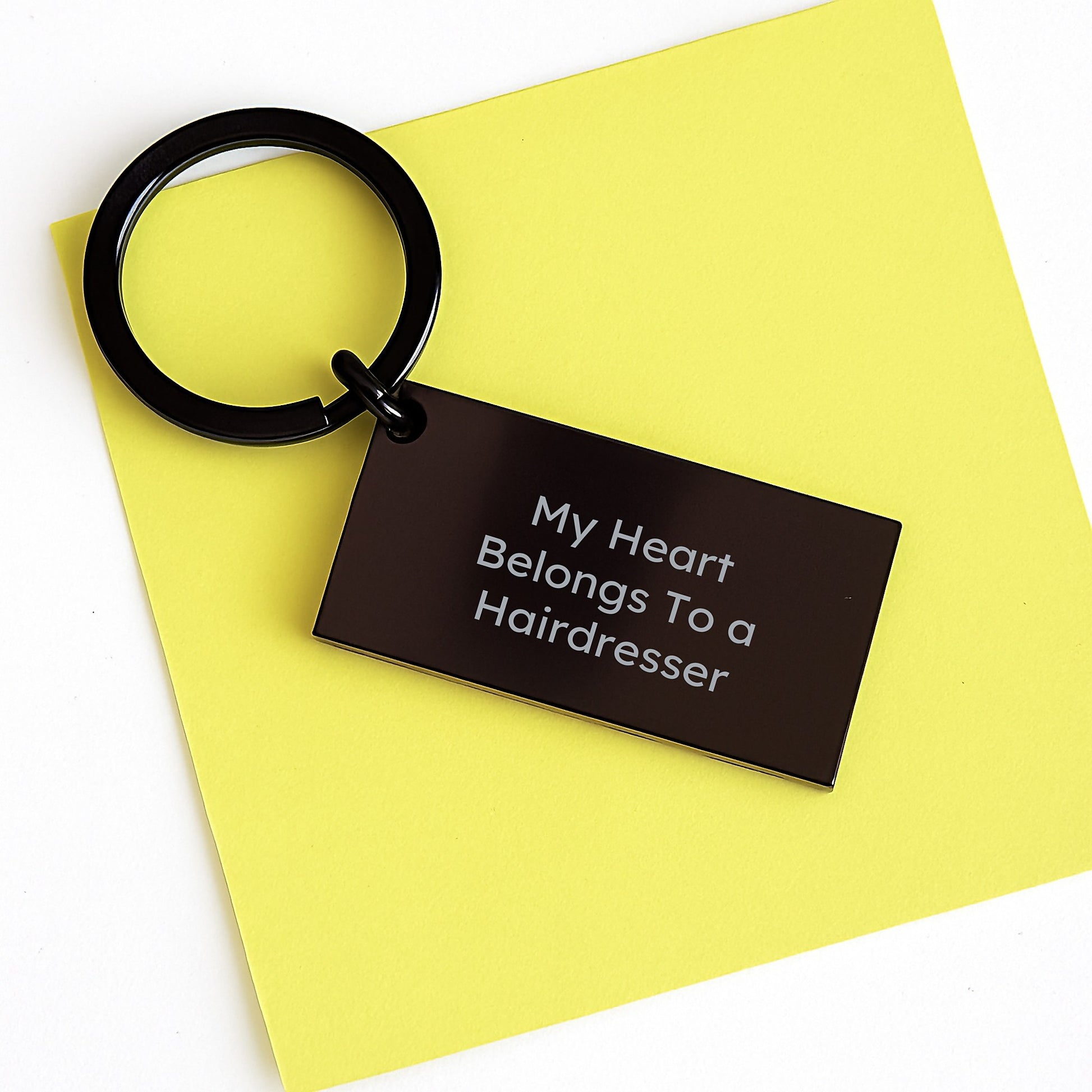 Funny Hairdresser Keychain Gifts from Friends or Family for Hairdresser's Birthday with Quote 'My Heart Belongs To A Hairdresser' - Image 3