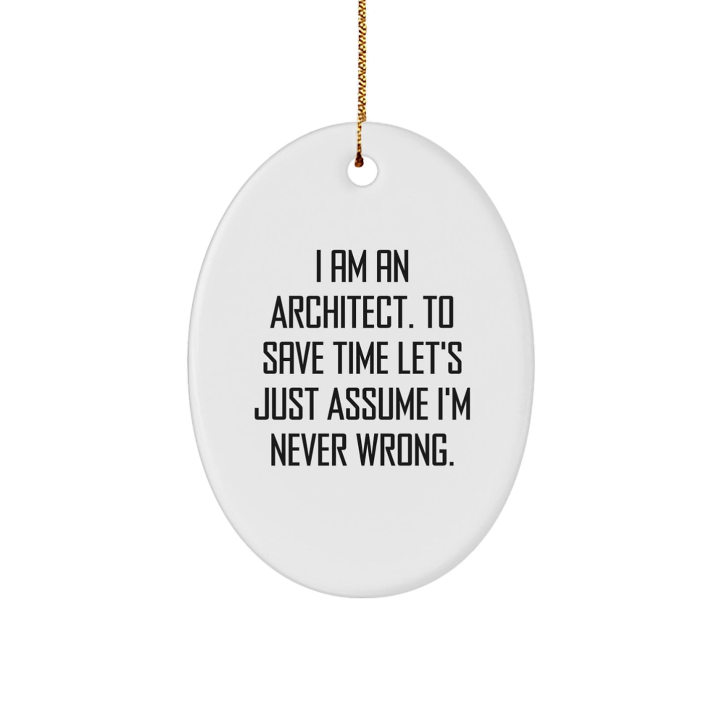 Funny Architect Gifts for Men Oval Ornaments with I Am An Architect Quote Christmas Unique Presents from Friends - Image 1