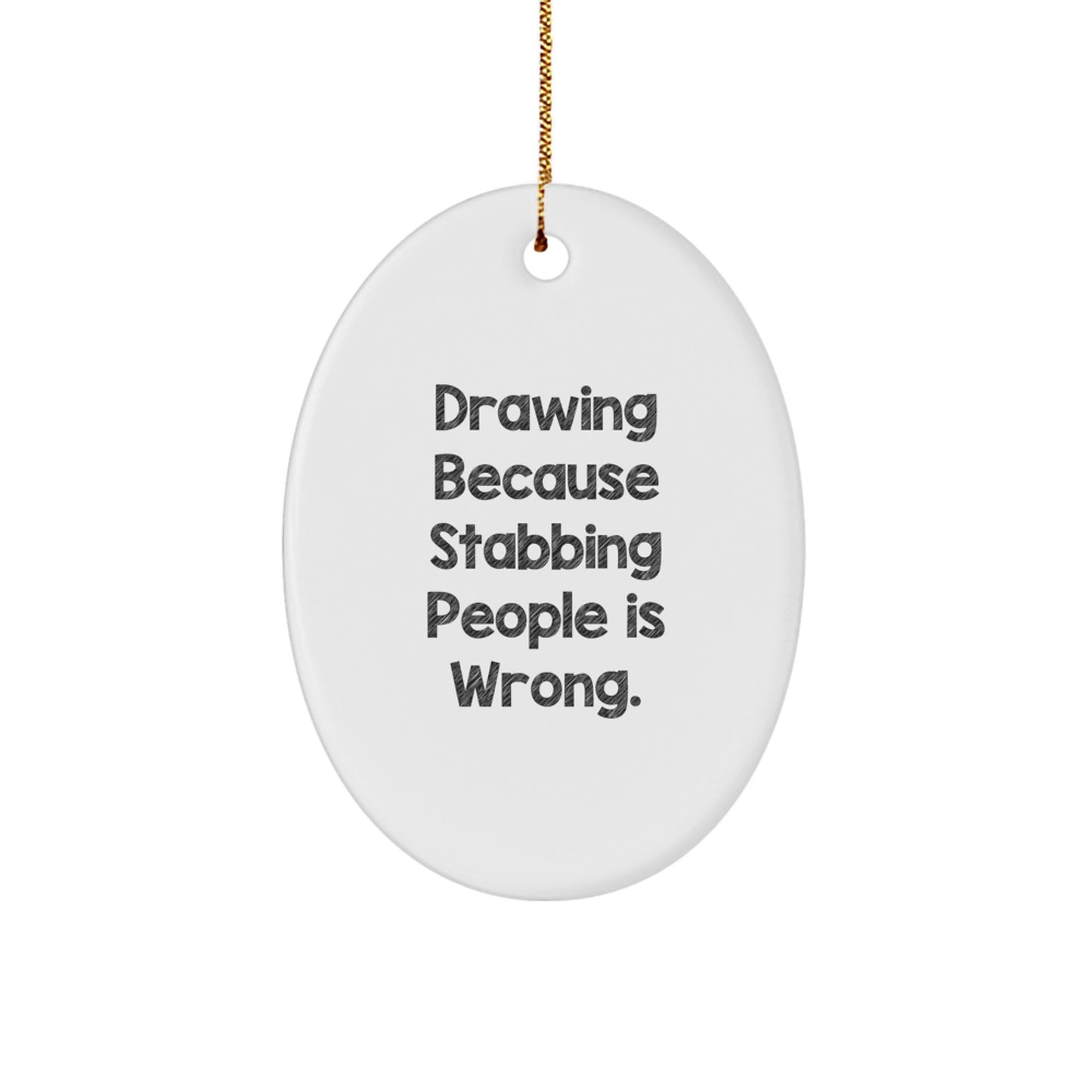 Funny Drawing Oval Ornament Gifts for Drawing Enthusiasts, Gift from Friends and Family, Christmas Unique Gifts, Oval Ornament Decoration - Image 1