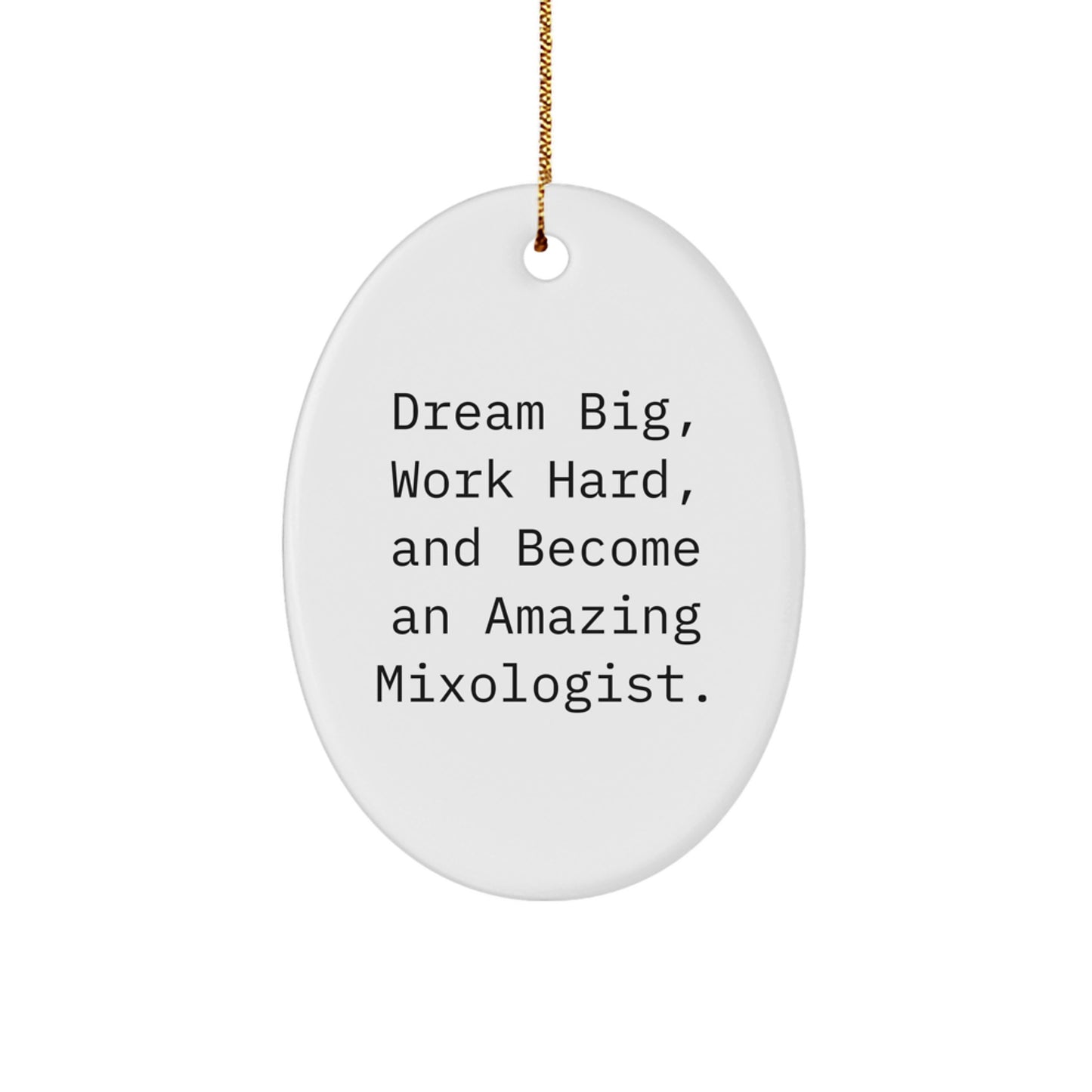 Funny Mixologist Gifts from Men for Women, Oval Ornament with Inspirational Quote 'Dream Big, Work Hard, And Become An Amazing' - Perfect Christmas Unique Gifts for Family - Image 1