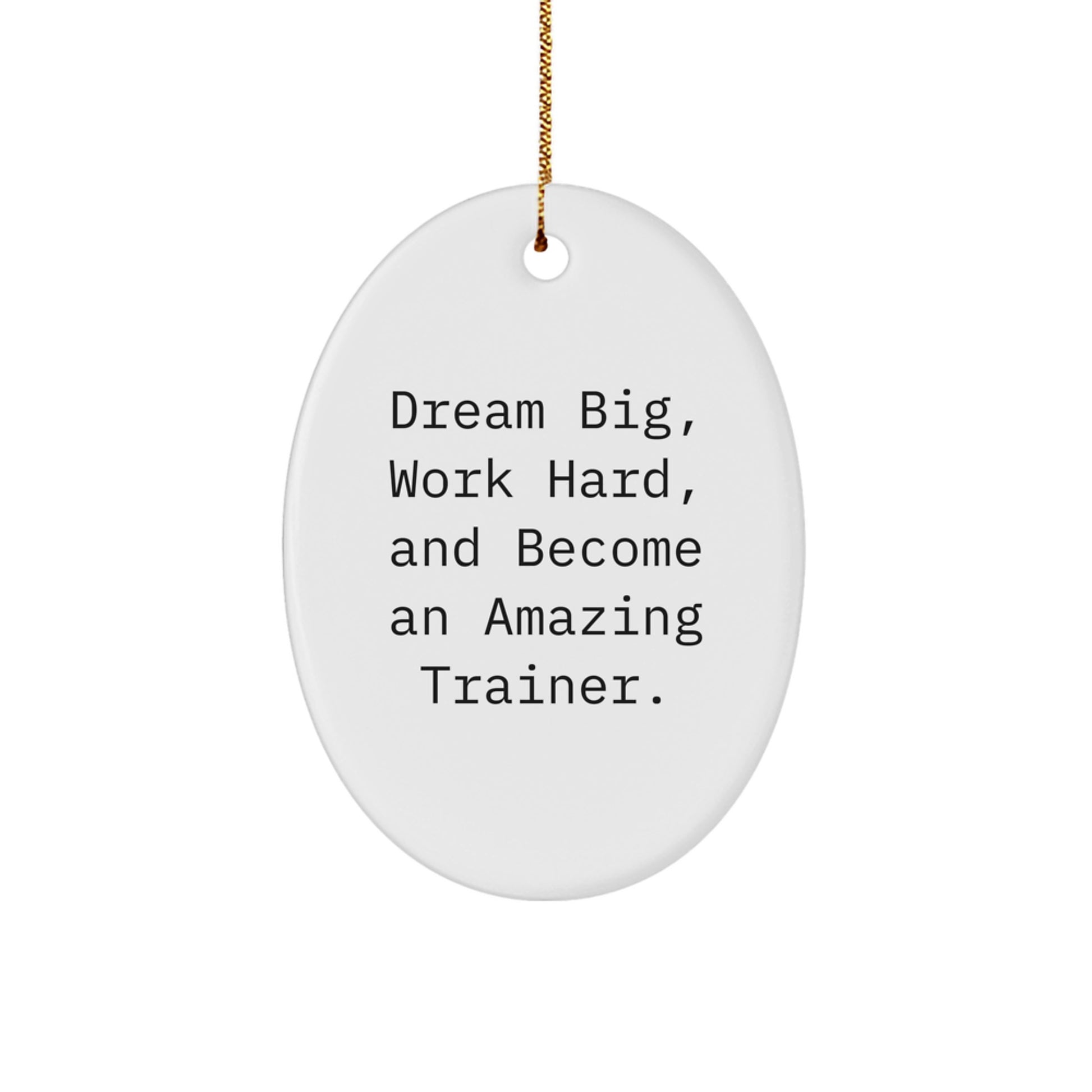 Gifts from Family for Trainer Oval Ornament - Dream Big, Work Hard, And Become An Amazing Trainer. - Christmas Unique Jewelry - Image 1