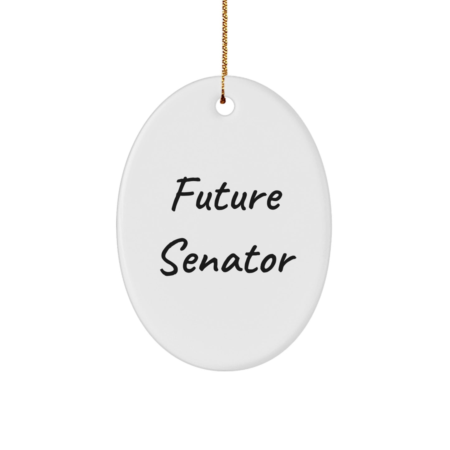 Funny Senator Future Quotes Oval Ornament Gifts from Friends for Senator Men at Christmas Unique Gifts - Image 1