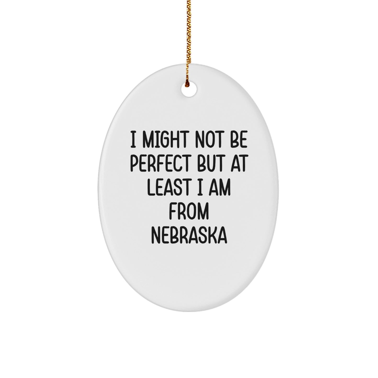 Funny Nebraska Oval Ornament Gifts from Friends and Family 'I Might Not Be Perfect' for Christmas Decorations - Image 1