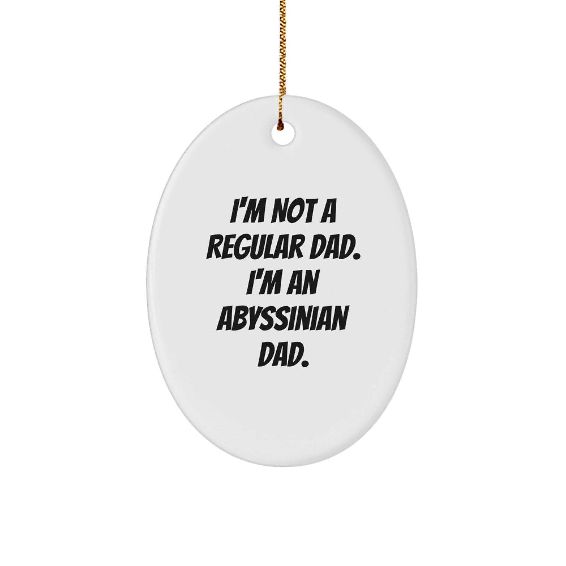 Abyssinian Cat Dad Gifts for Christmas Oval Ornament, Fun Quote, Gifts from Men to Friends - Image 1