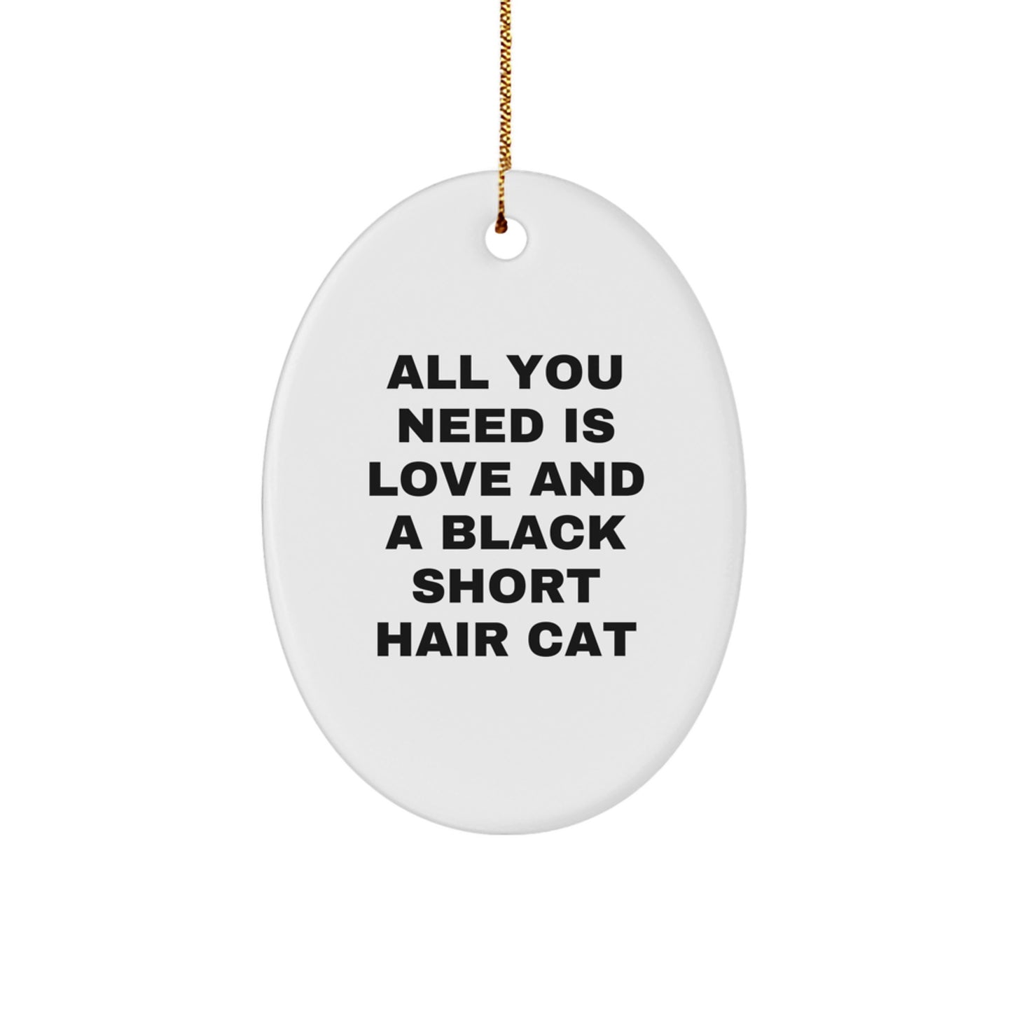 Funny Black Short Hair Cat Gifts for Friends, Cute Oval Ornament with Inspirational Quote, Gifts from Women to Family at Christmas Time - Image 1