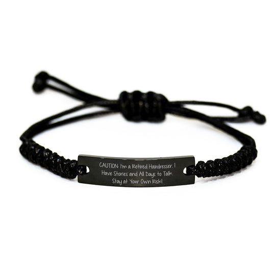 Funny Hairdresser Rope Braces Gift for Graduation - 'Caution: I'm A Retired Hairdresser...' - Image 1