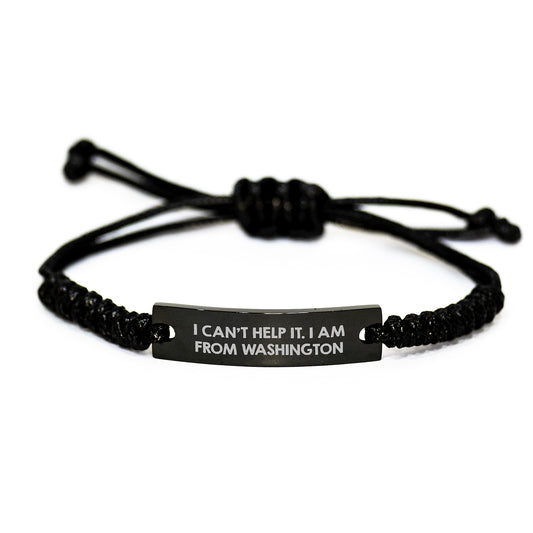 Washington State of Mind Rope Bracelet, Funny Quote 'I Can't Help It. I Am From Washington' Gifts for Men or Women from Friends or Family - Image 1