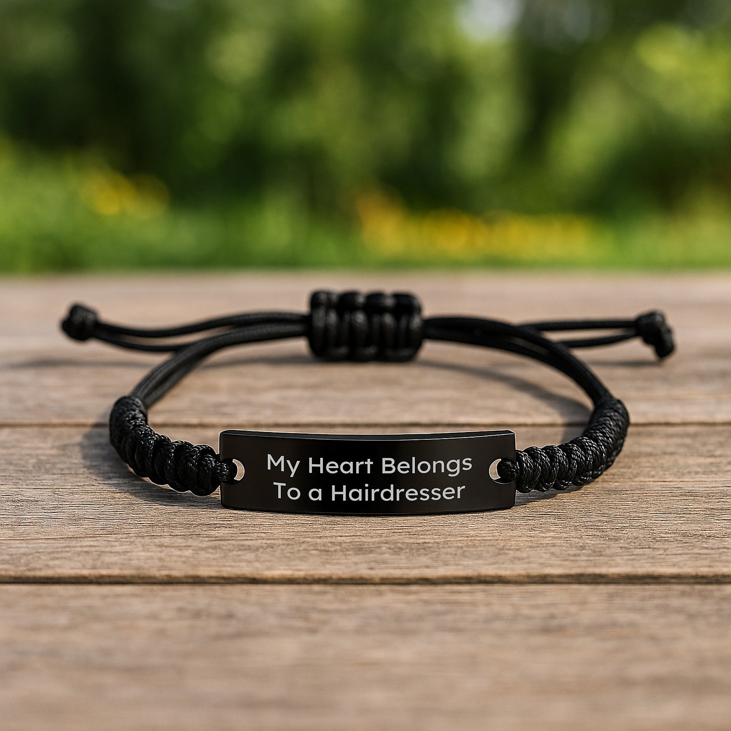 Funny Hairdresser Birthday Unique Gift for Her, Rope Bracelet with My Heart Belongs To A Hairdresser Quote, Gifts from Friends for Hairdresser - Image 2