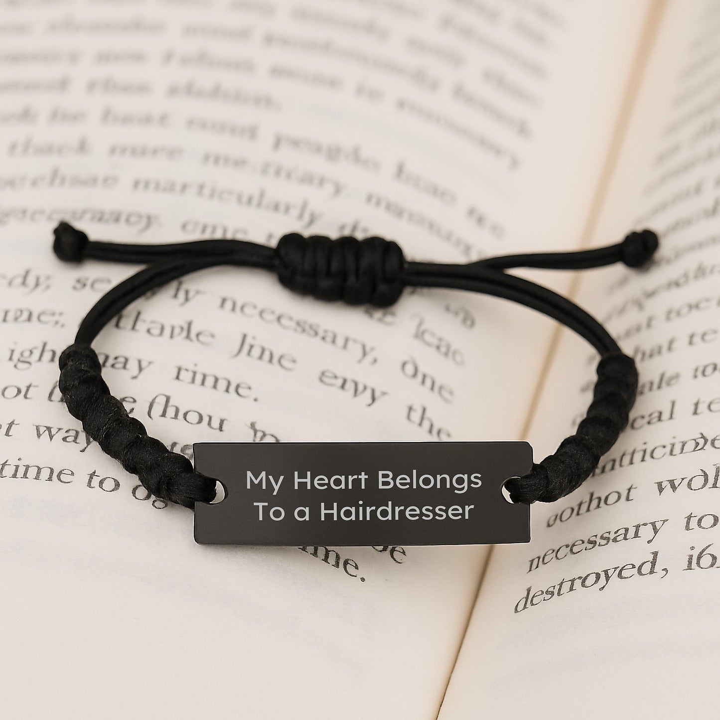 Funny Hairdresser Birthday Unique Gift for Her, Rope Bracelet with My Heart Belongs To A Hairdresser Quote, Gifts from Friends for Hairdresser - Image 3