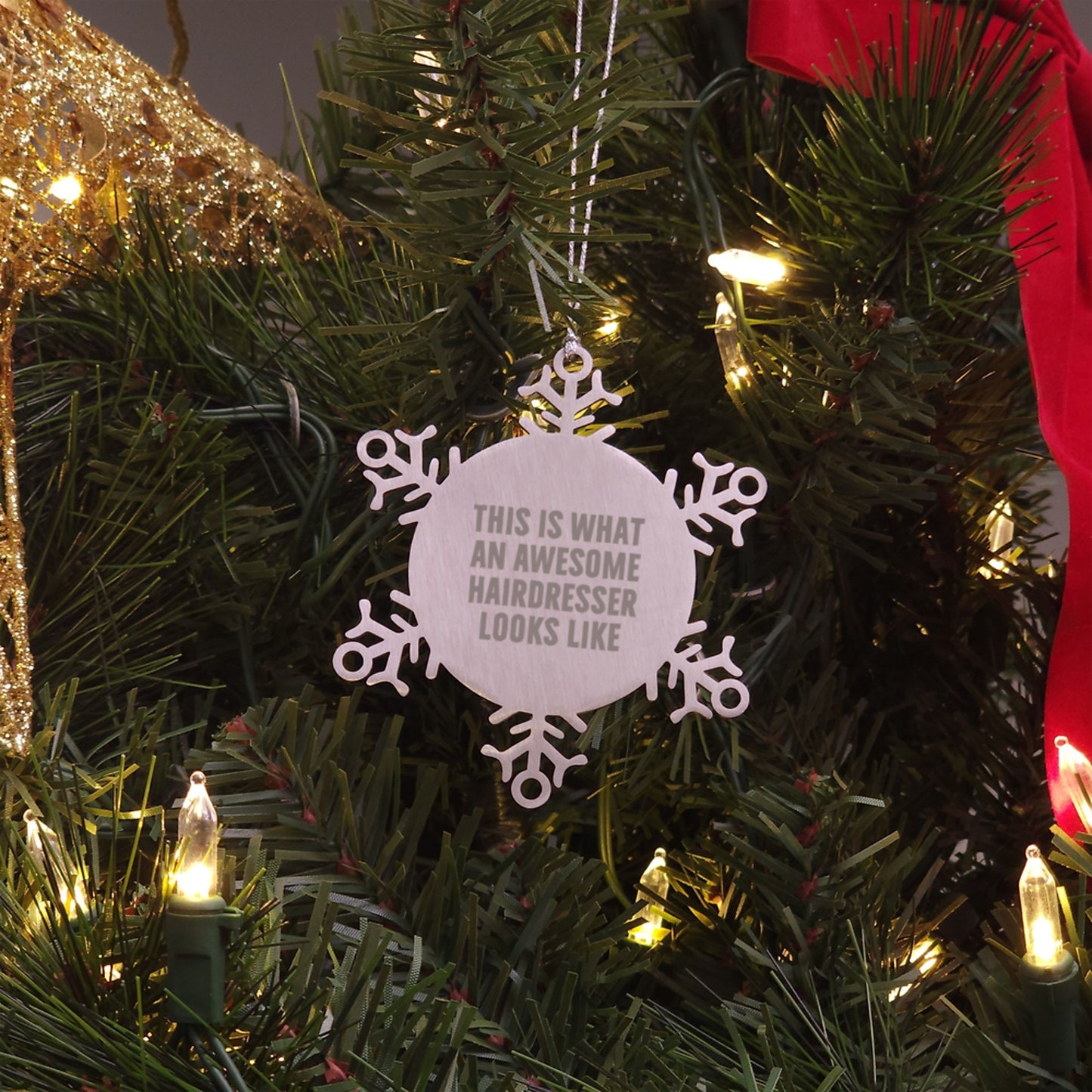 Funny Hairdresser Gifts from Family, Unique Snowflake Ornament This Is What An Awesome Hairdresser Looks Like, Christmas Unique Gifts for Hairdresser - Image 3