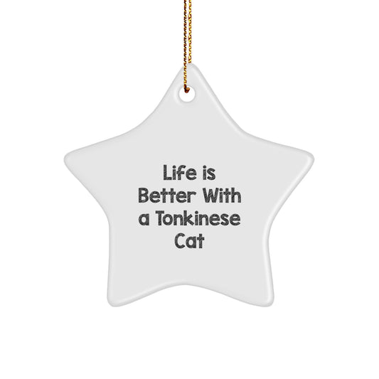 Tonkinese Cat Star Ornament, Funny Quote Gifts from Friends, Life Is Better with Tonkinese Cats, Christmas Unique Gifts for Tonkinese Cat Lovers - Image 1