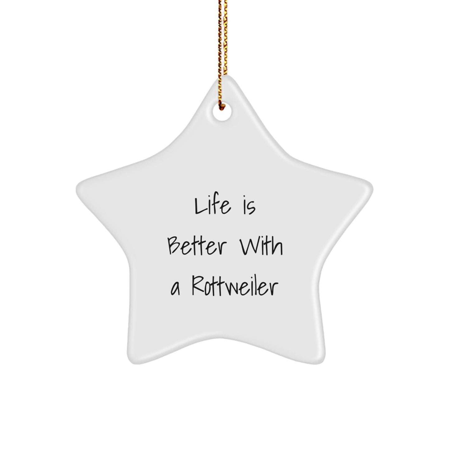 Rottweiler Dog Christmas Decorations, Funny Star Ornament Gifts from Men to Family, Rottweiler Dog Lover Unique Gifts, White Star Shaped Star Ornament - Image 1