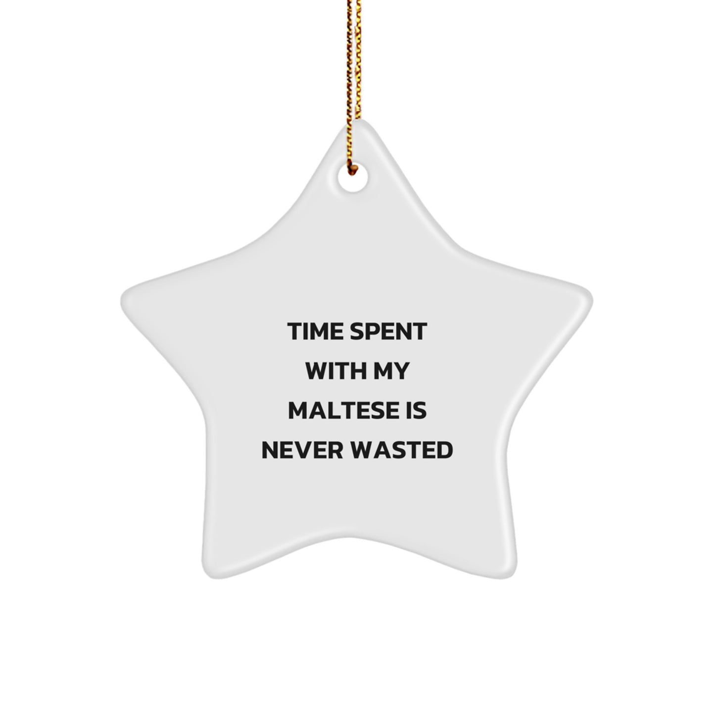 Maltese Dog Lover Gifts from Friends and Family, Heartwarming Star Ornament for Christmas, 'Time Spent With My Maltese Is Never Wasted', Unique presents for Maltese Dog Owners - Image 1