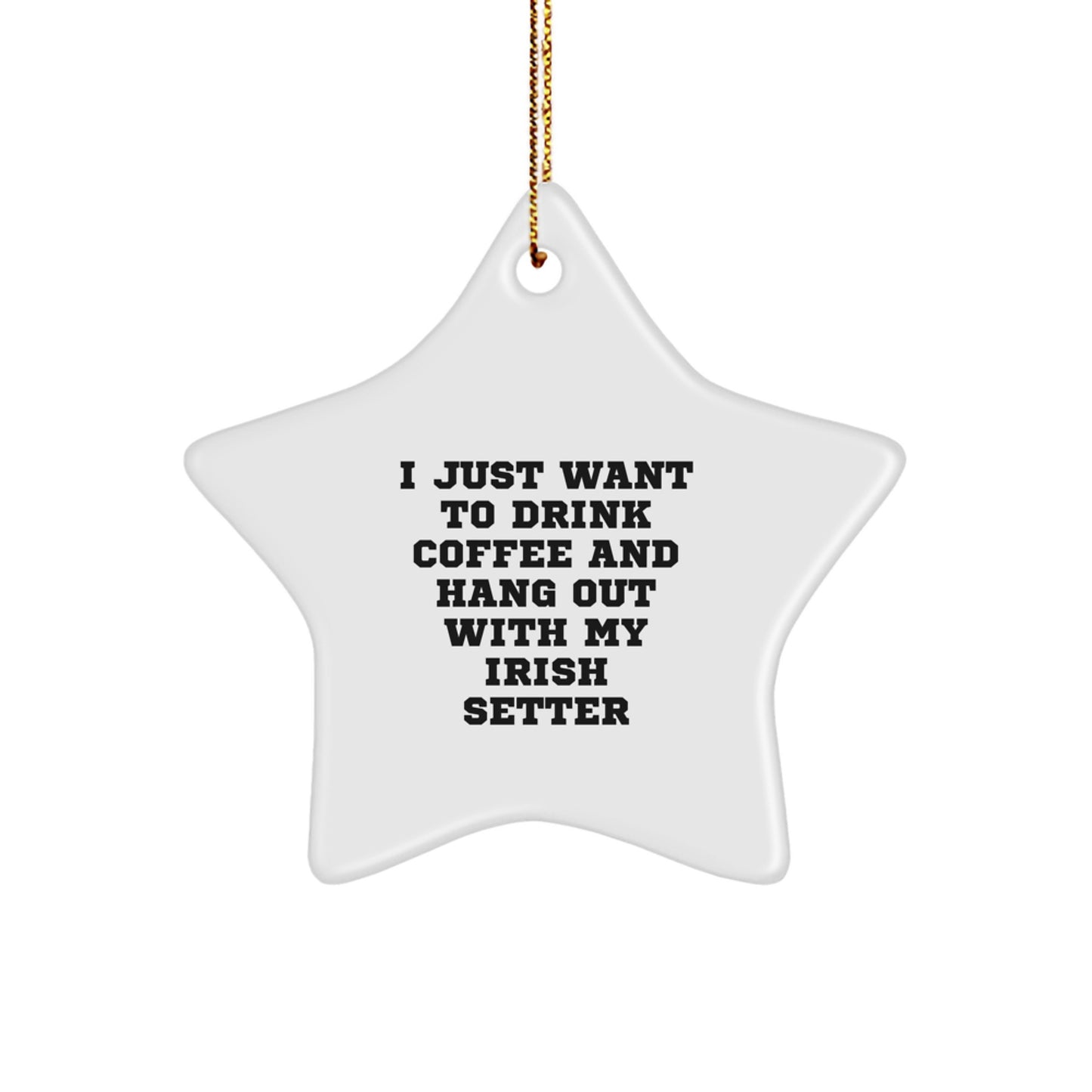 Irish Setter Dog Lover's Christmas Unique Gift from Friends - 'I Just Want To Drink Coffee And Hang Out With My Irish Setter' Star Ornament for Family - Image 1