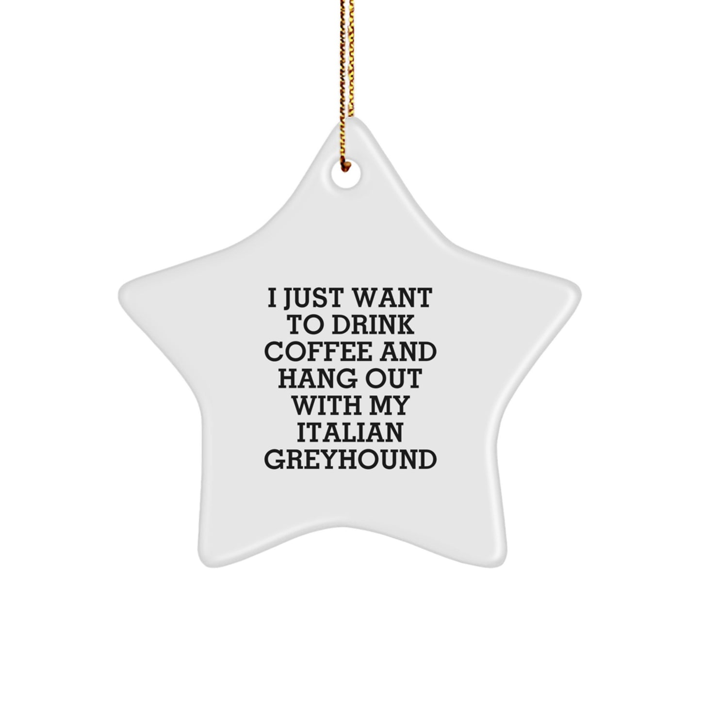 Funny Italian Greyhound Dog Lover Gift, I Just Want To Drink Coffee And Hang Out With My Italian Greyhound, Star Ornament from Friends to Family - Image 1