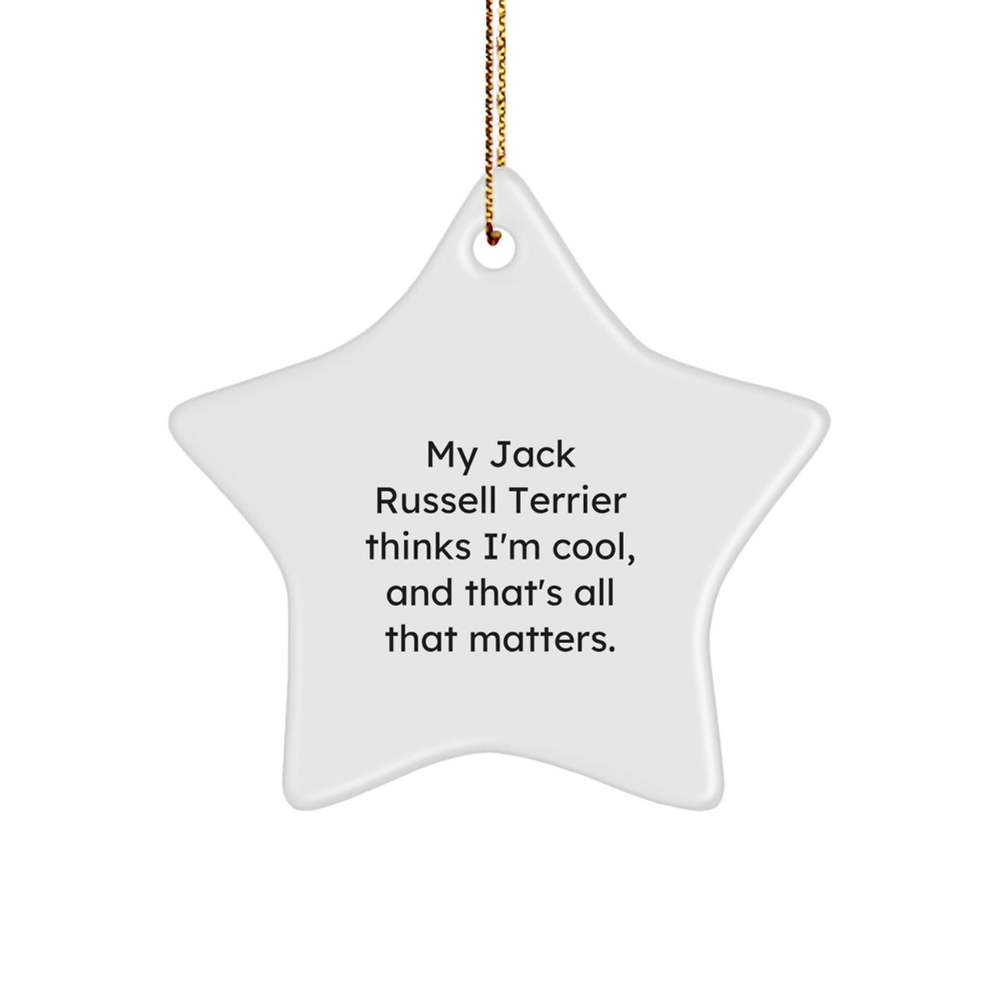 Funny Jack Russell Terrier Dog Gifts, 'My Jack Russell Terrier Thinks I'm Cool, And That's All That Matters.' Christmas Star Ornament for Men, Women, Friends, Family - Image 1
