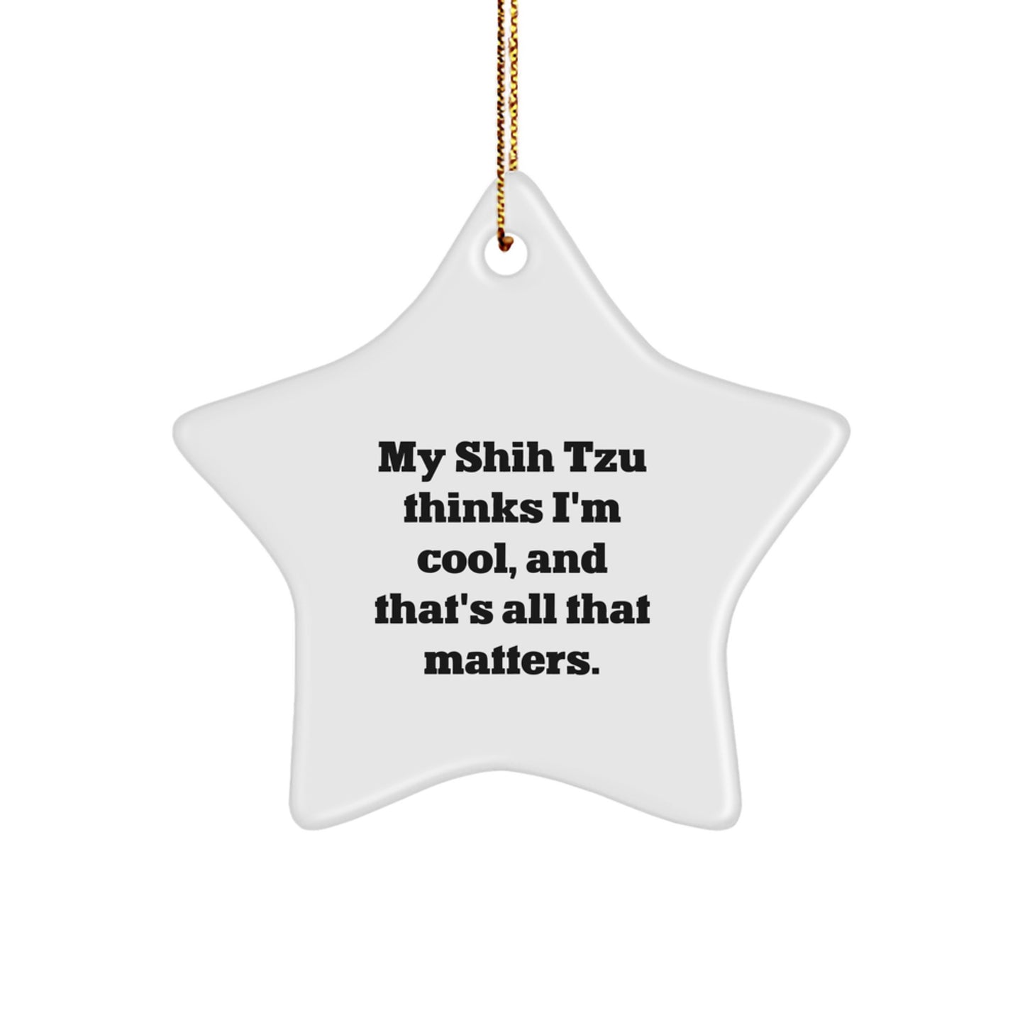 Funny Shih Tzu Dog Star Ornament Gifts from Friends for Family, 'My Shih Tzu Thinks I'm Cool, And That's All That Matters.' - Image 1