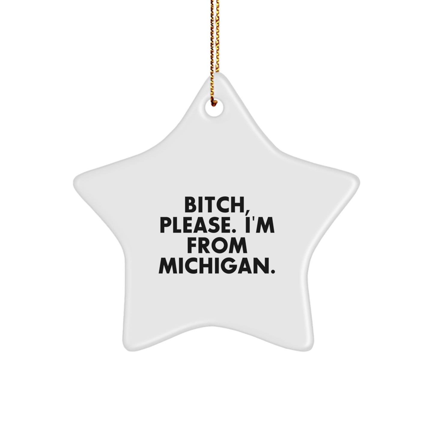 Funny Michigan Star Ornament, Gift for Michigan Men, Gifts from Friends and Family for Christmas Time - Image 1