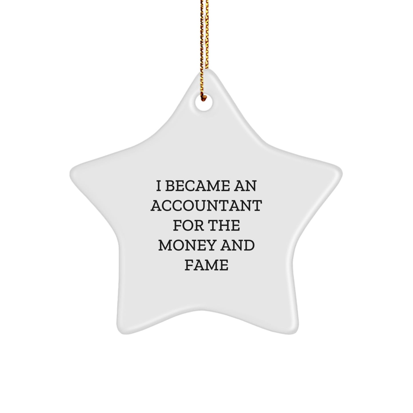 Funny Accountant Gifts from Friends for Christmas - Star Ornament with 'I Became An Accountant For The Money And Fame' Quote, Accountant Unique Gifts for Men or Women - Image 1