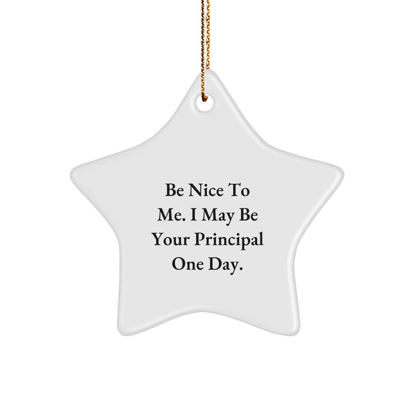 Funny Principal Gifts from Men - Be Nice To Me. I May Be Your Principal One Day. Star Ornament, Perfect for Christmas Unique Gifts - Image 1