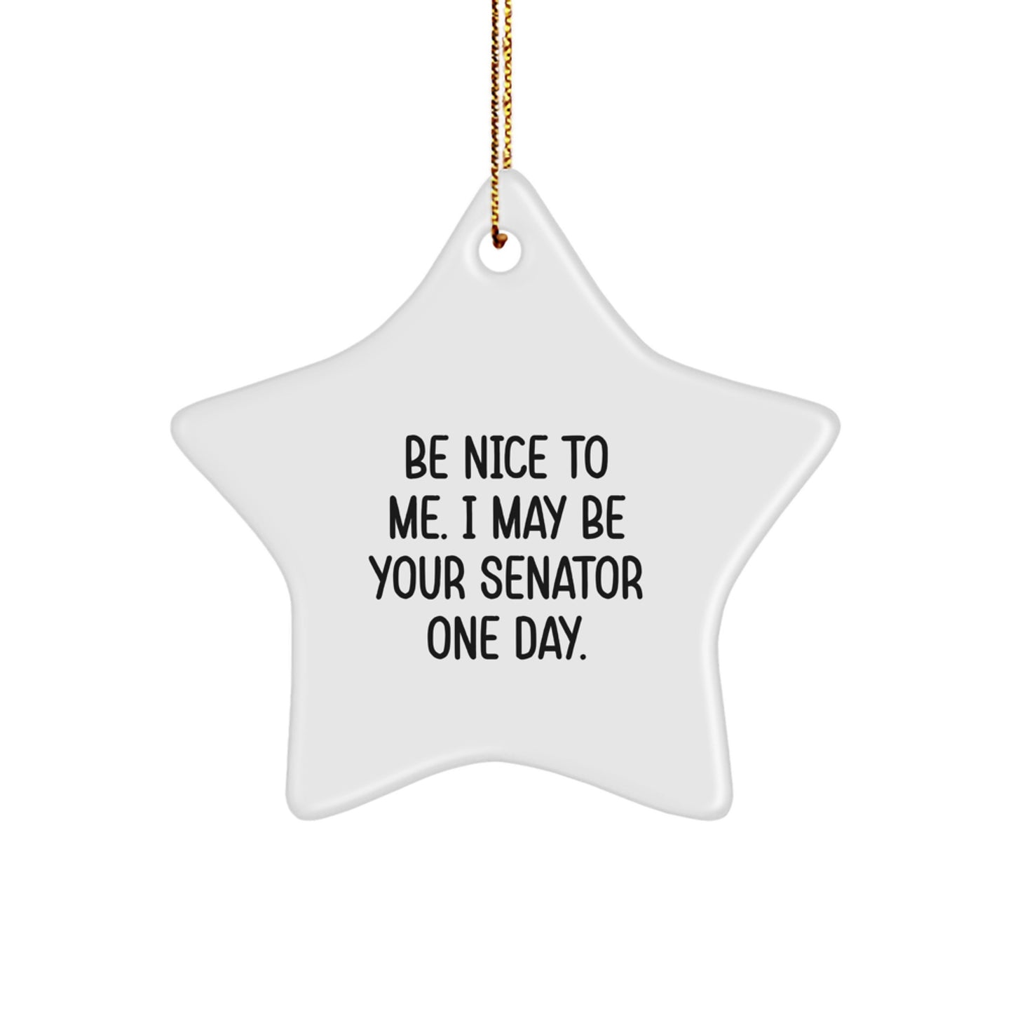 Funny Senator Gifts, Be Nice To Me. I May Be Your Senator One Day., Star Ornament for Men, Women, Friends, or Coworkers, Gifts from Family, Christmas Unique Gifts - Image 1