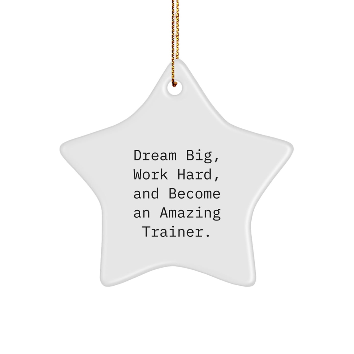 Inspiring Trainer Gifts from Friends, Family, or Coworkers - 'Dream Big, Work Hard, And Become An Amazing Trainer.' Star Ornament for Christmas - Image 1