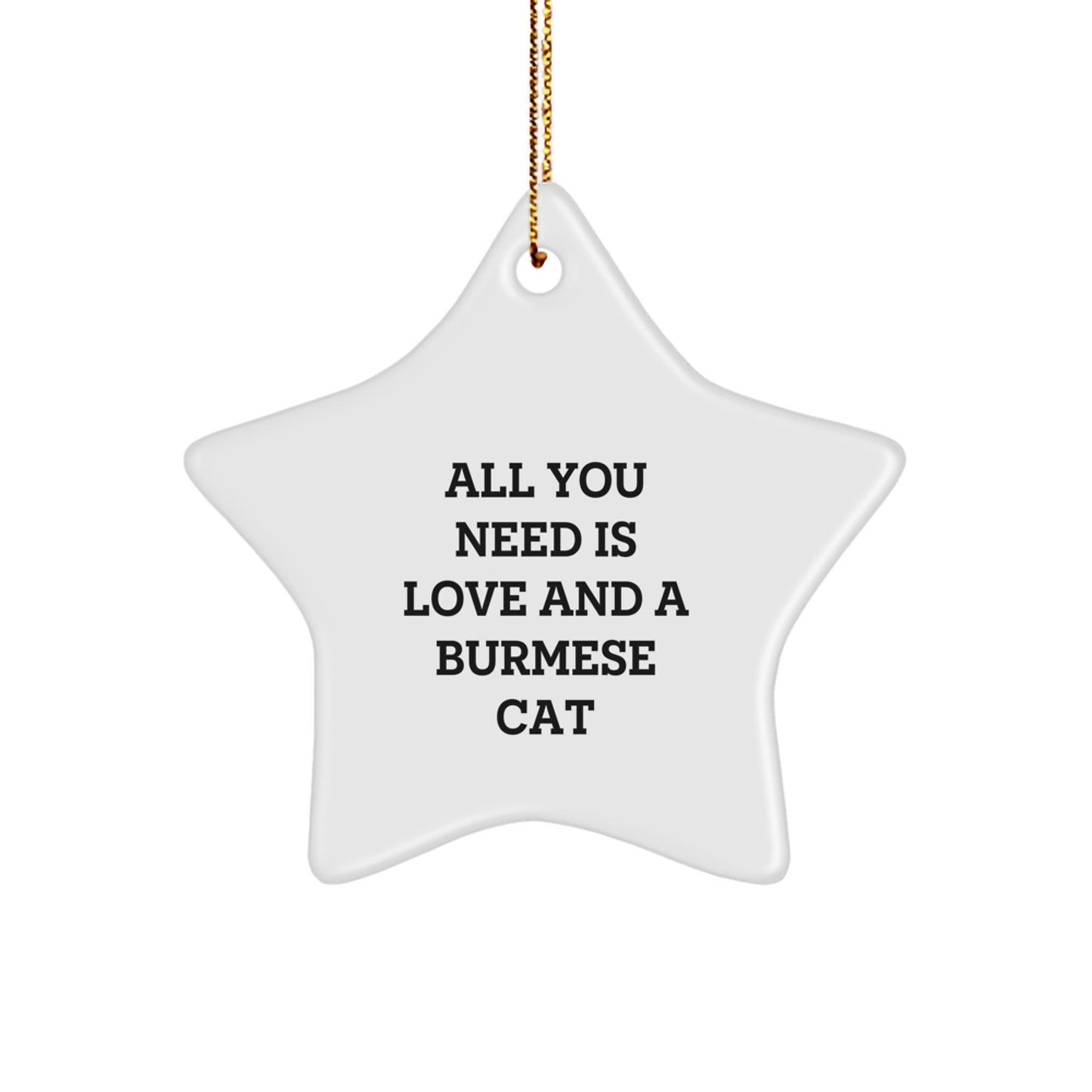 Funny Burmese Cat Lover Gifts from Family to Friends Christmas Unique Star Ornament - Image 1