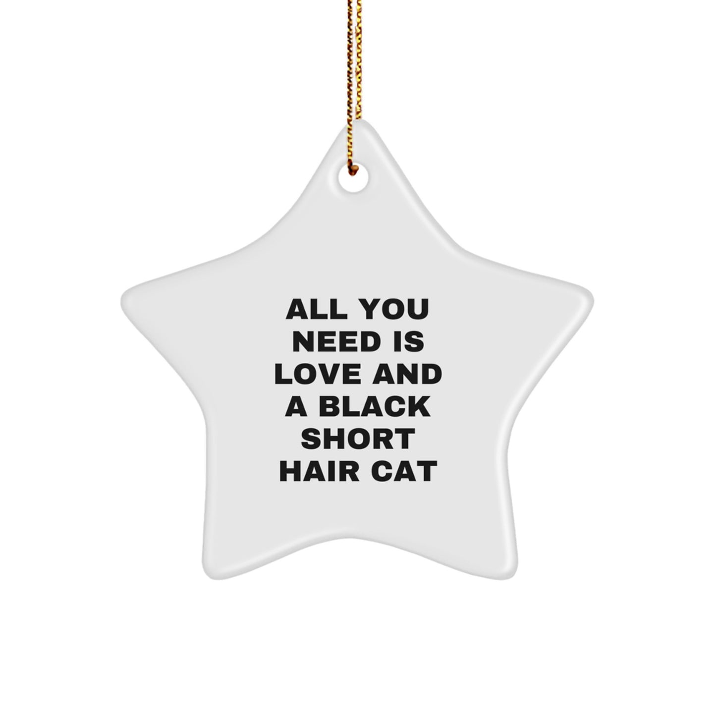 Funny Gift for Friends and Family - Black Short Hair Cat Star Ornament, Christmas Unique Gifts, Gifts from Men, Gifts for Black Short Hair Cat Lovers, All You Need Is Love And A Black Short Hair Cat - Image 1