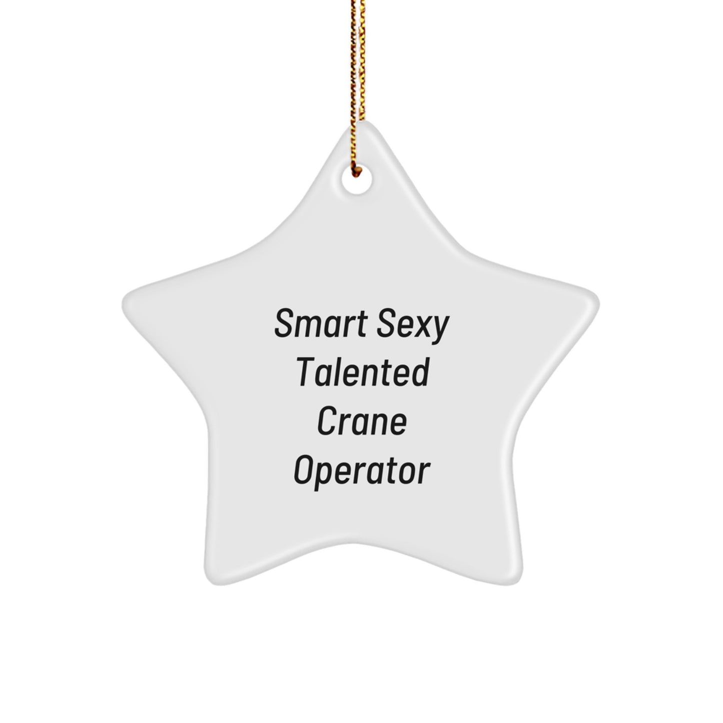 Sexy Crane Operator Gifts from Friends for Men - Star Ornament, 'Smart Sexy Talented' Quote, White, 3.25" tall, Christmas - Image 1