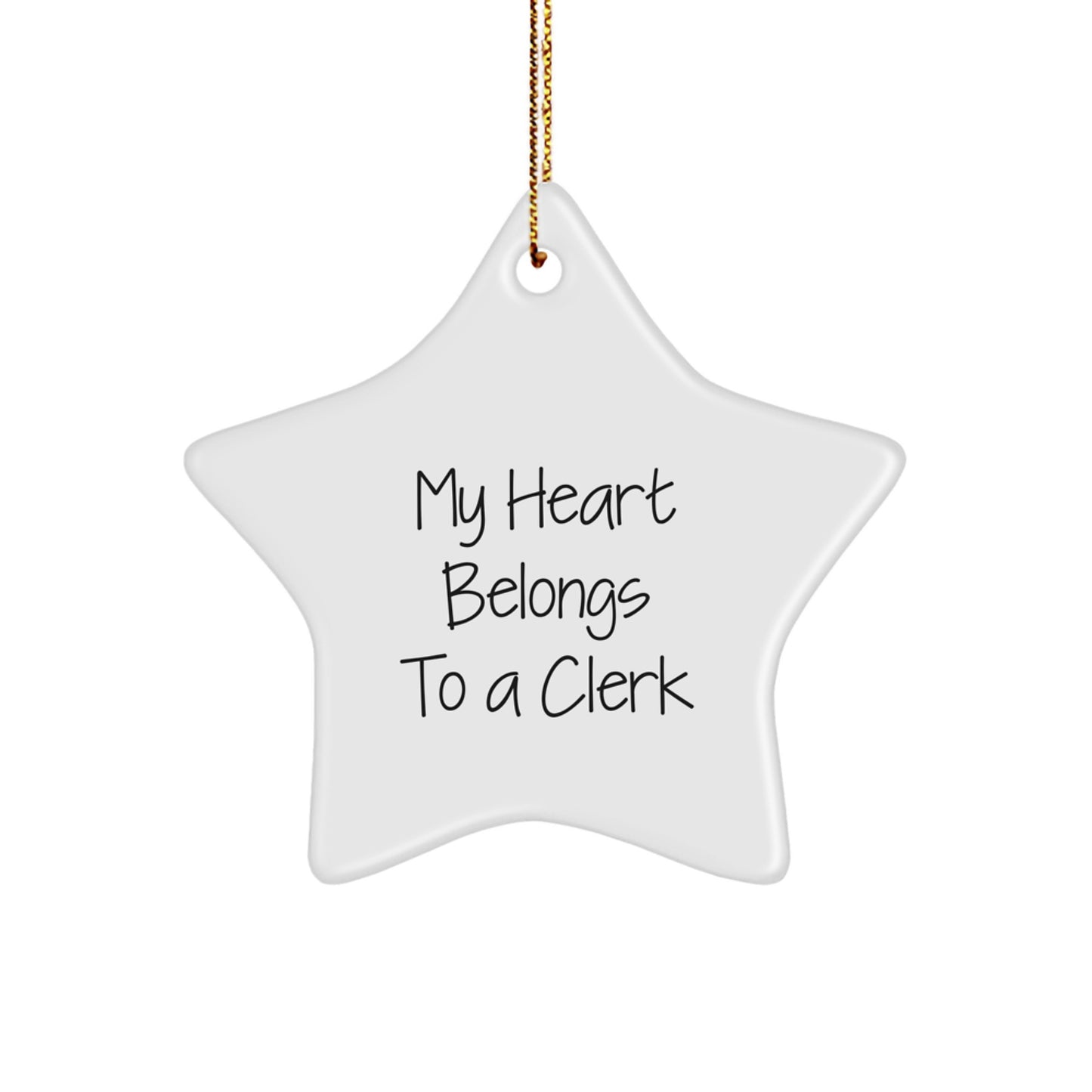 Clerk's Heart Belongs to Star Ornament Gifts for Men from Friends, Funny Quote Christmas Decor - Image 1