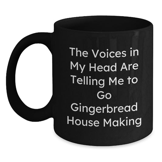 Funny Gingerbread House Making Gifts for Men, Women, Coworkers, or Family, Black Coffee Mug,  - Main