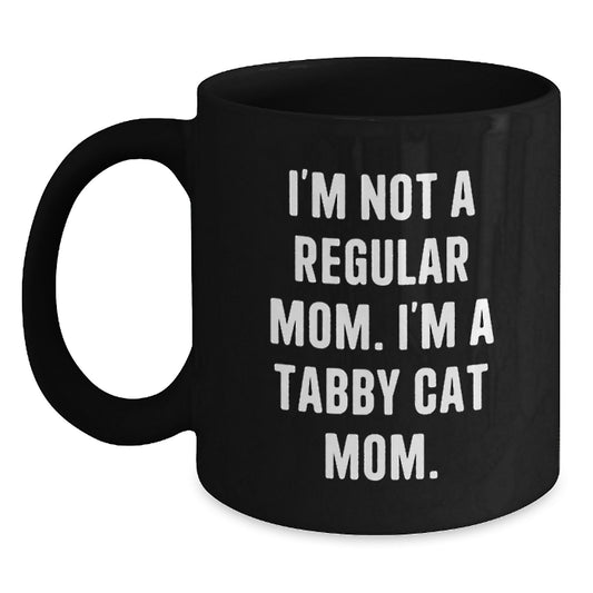 Funny Tabby Cat Mom Gifts for Women from Men, Unique Black Coffee Mug for Christmas - Main