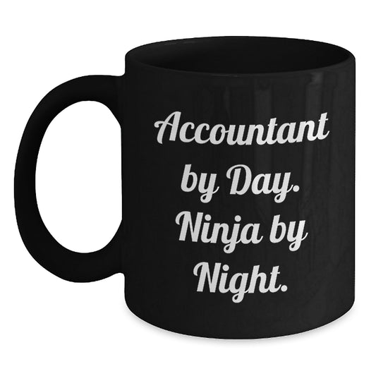 Funny Accountant Gifts Black Coffee Mug, 'Accountant By Day. Ninja By Night.' for Birthday, Unique Gift from Friends to Accountant - Main