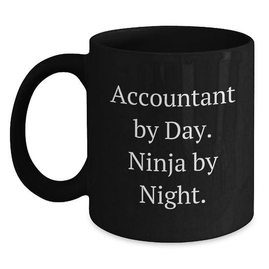 Funny Accountant Gifts - Accountant By Day. Ninja By Night. Birthday Unique Mug for Men, Women, Friends, and Coworkers - Black Coffee Mug - Main