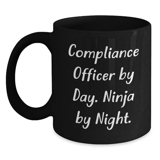 Compliance Officer Gifts from Coworkers - Funny Black Coffee Mugs for Compliance Officers, Christmas Unique Presents for Men Compliance Officers, Ninja By Night - Main