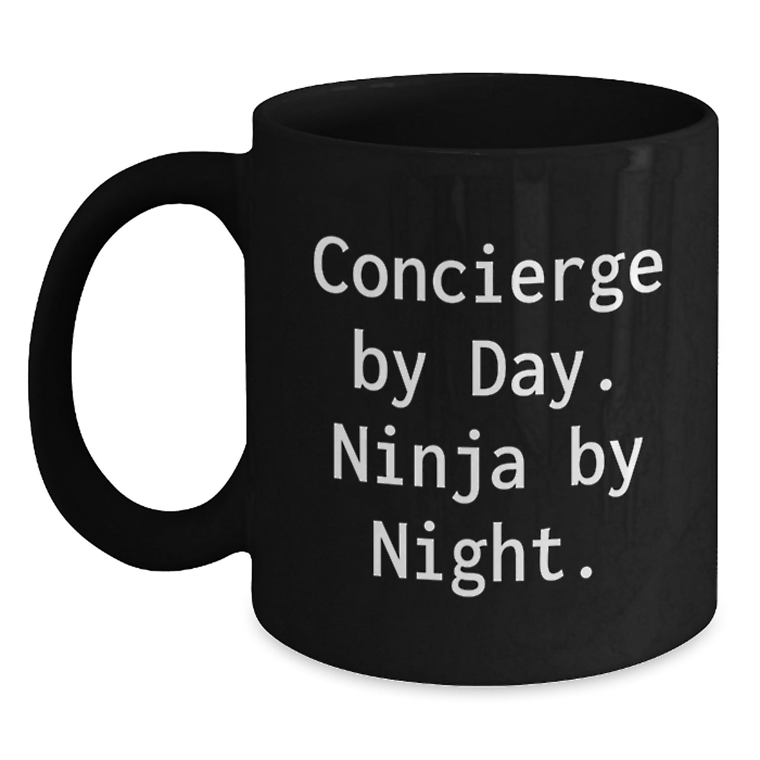 Christmas Unique Gifts for Concierge Enthusiasts - Funny Black Coffee Mug with Concierge By Day. Ninja By Night. - Main