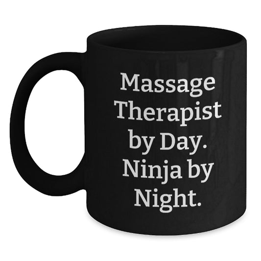 Massage Therapist Ninja Gifts from Friends, Unique Birthday Unique Gifts for Massage Therapist, Black Coffee Mug - Main