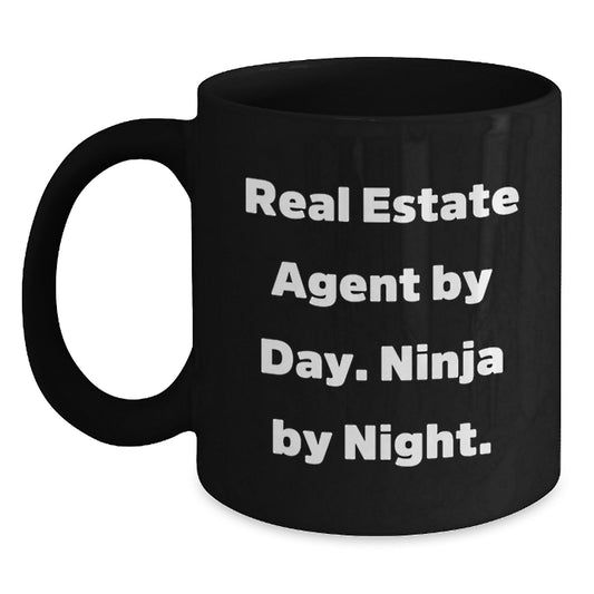 Funny Real Estate Agent Gifts from Friends for Men Black Coffee Mug, Ninja By Day Mugs for Christmas Unique Gifts - Main