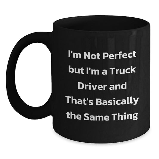 Funny Truck Driver Gifts from Men to Truck Driver Friends and Coworkers, Black Coffee Mug for Christmas Unique Gift - Main
