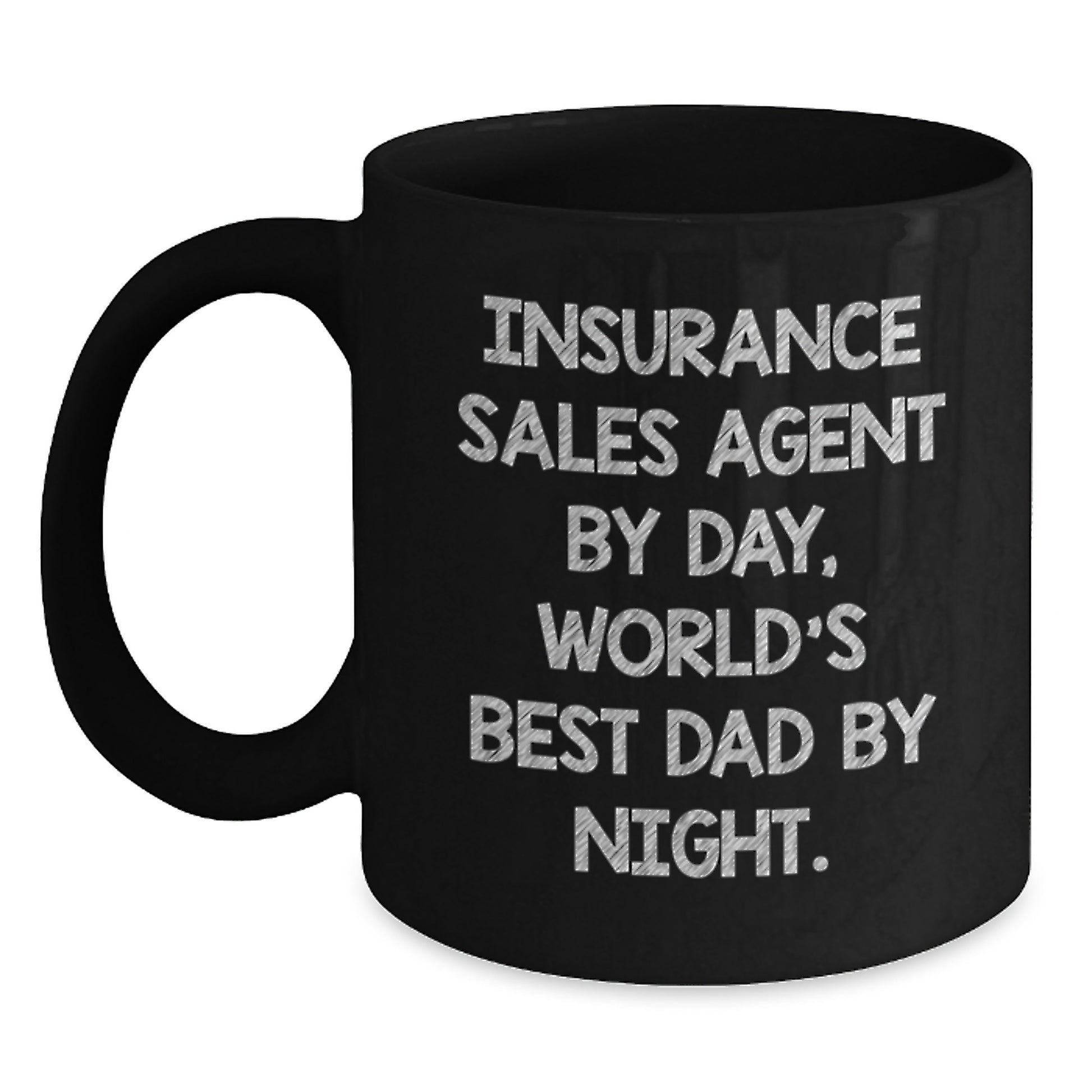 Funny Insurance Sales Agent Gifts for Men, Black Coffee Mugs with 'Insurance Sales Agent By Day, World's Best Dad By Night.', Unique Christmas Unique Gifts from Dad to Insurance Sales Agent - Main