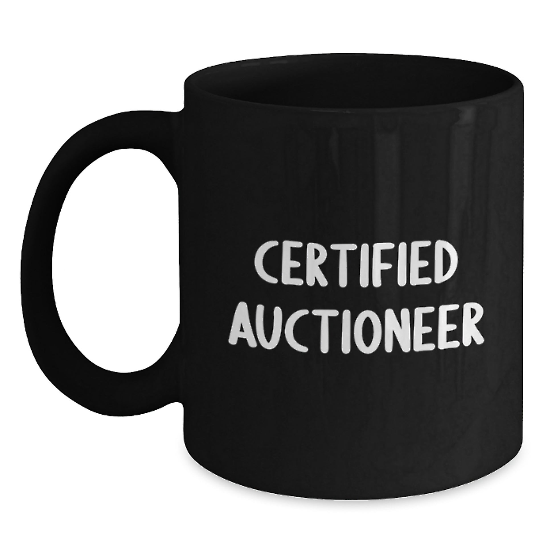 Funny Auctioneer Gifts for Men, Friends, Coworkers, or Family - 'Certified Auctioneer' Black Coffee Mug, Graduation Unique Gifts - Main