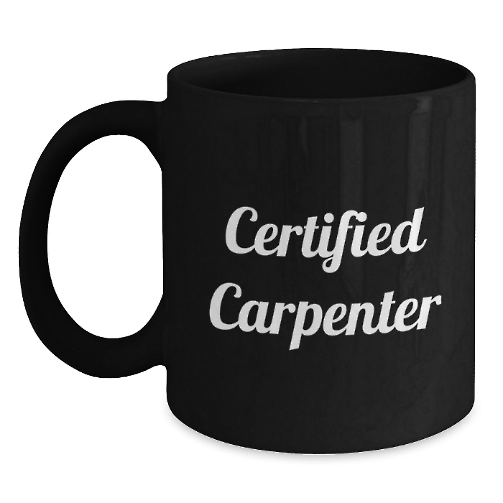 Funny Certified Carpenter Gifts for Men, Black Coffee Mug for Graduation with Inspirational Quote, 'Tools of the Trade' - Main