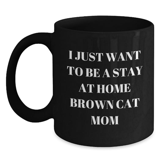 Funny Brown Cat Mom Gifts for Christmas Black Coffee Mug, Perfect for Brown Cat Enthusiasts Gifts from Friends and Family - Main