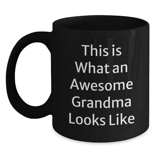 Funny Grandma Gifts, This Is What An Awesome Grandma Looks Like, Black Coffee Mug, Birthday Unique Gifts from Family to Grandma - Main
