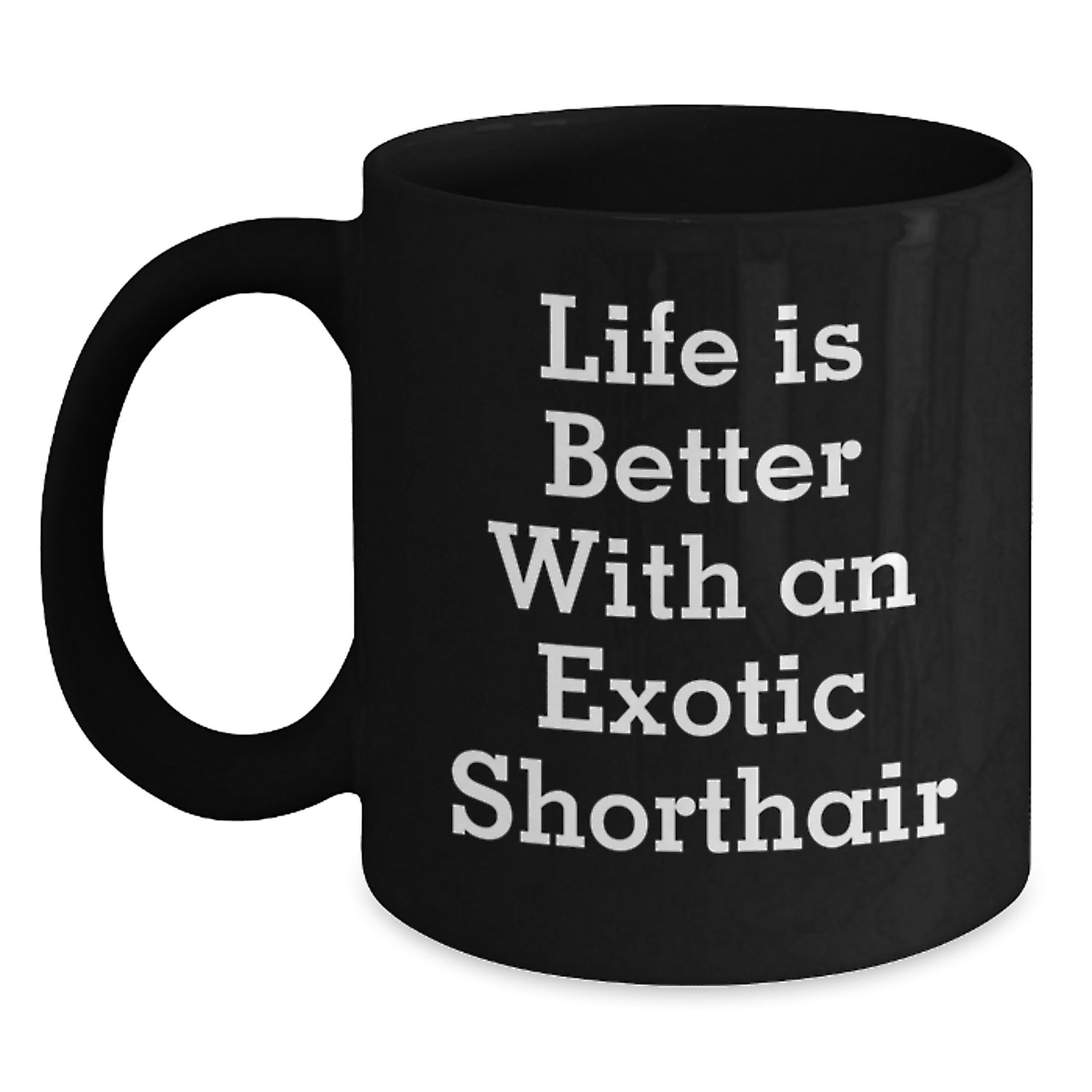 Exotic Shorthair Cat Lovers Gifts from Family, Inspirational Black Coffee Mug for Graduation 'Life Is Better With An Exotic Shorthair' - Main