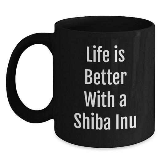Shiba Inu Dog Lover Gifts from Friends, Funny Black Coffee Mug for Men Women Family Friends Birthday Unique Gifts - Main