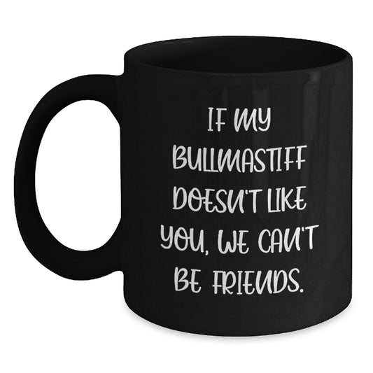 Funny Bullmastiff Dog Gifts for Men from Women on Valentine's - Black Coffee Mug - Main