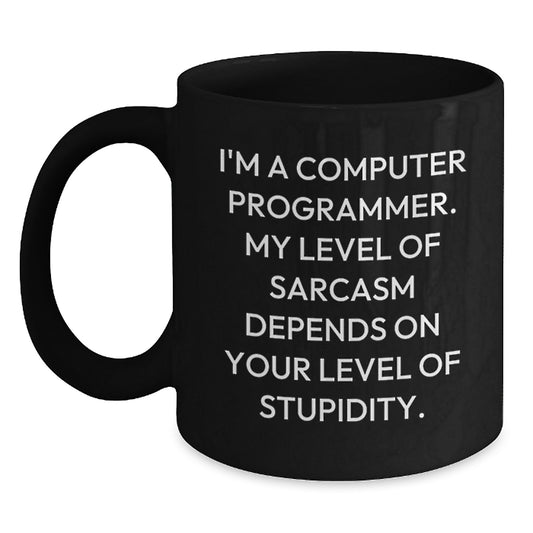 Computer Programmer Humor Gifts from Friends to Friends Funny Sarcasm Black Coffee Mug for Birthday - Main
