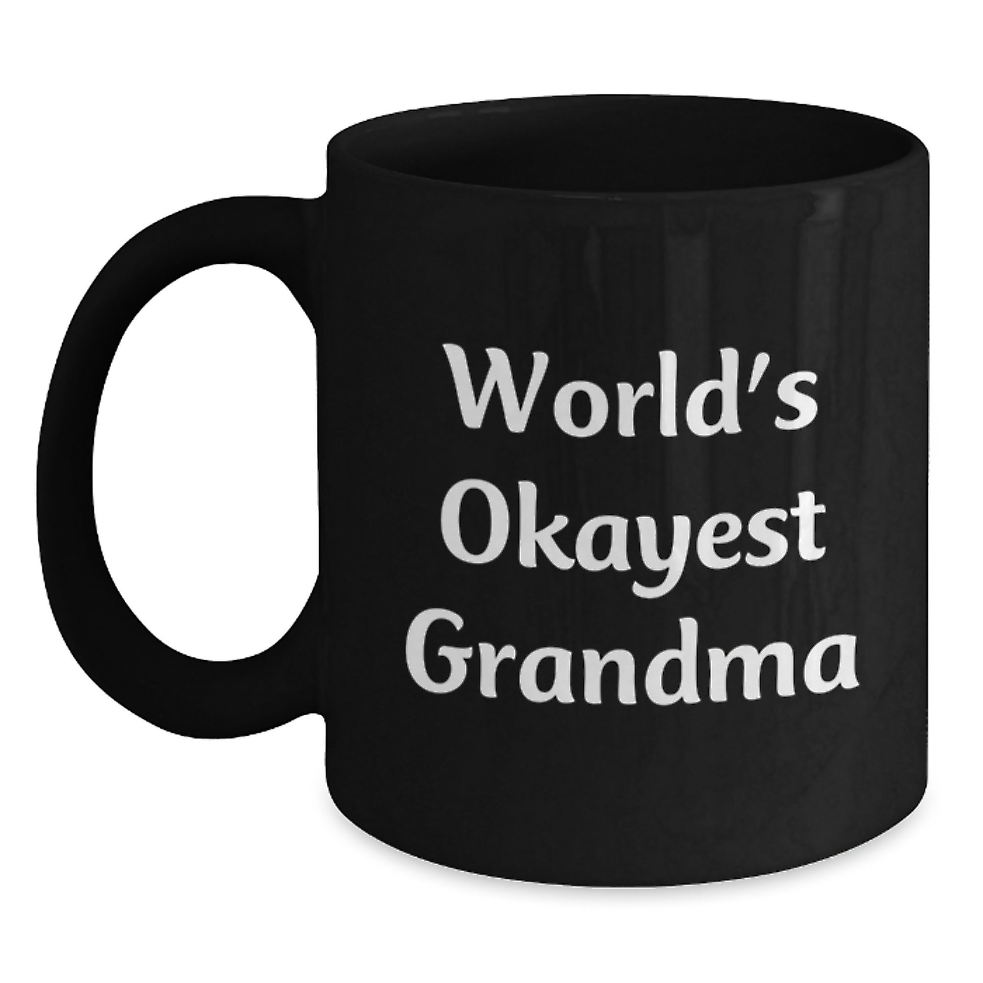 Funny Grandma Gifts, Unique Black Coffee Mugs for Grandma, Christmas Humor Mugs with 'World's Okayest Grandma' Quote - Main